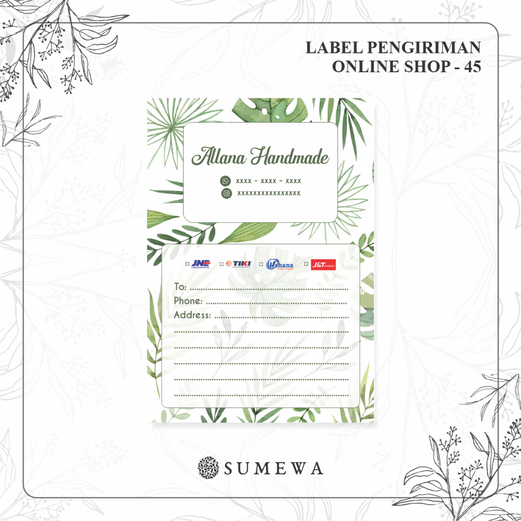 

Label Pengiriman Online Shop / Label Paket / Label Alamat / Sticker Pengiriman / Sticker Resi / Label Olshop - 45