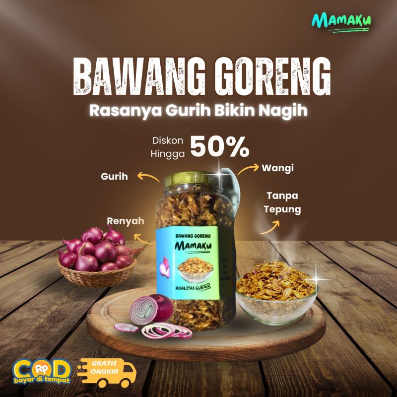 

[COD]Mamaku Bawang Goreng Original 200gr Renyah Gurih Wangi Tanpa Tepung Kualitas Super