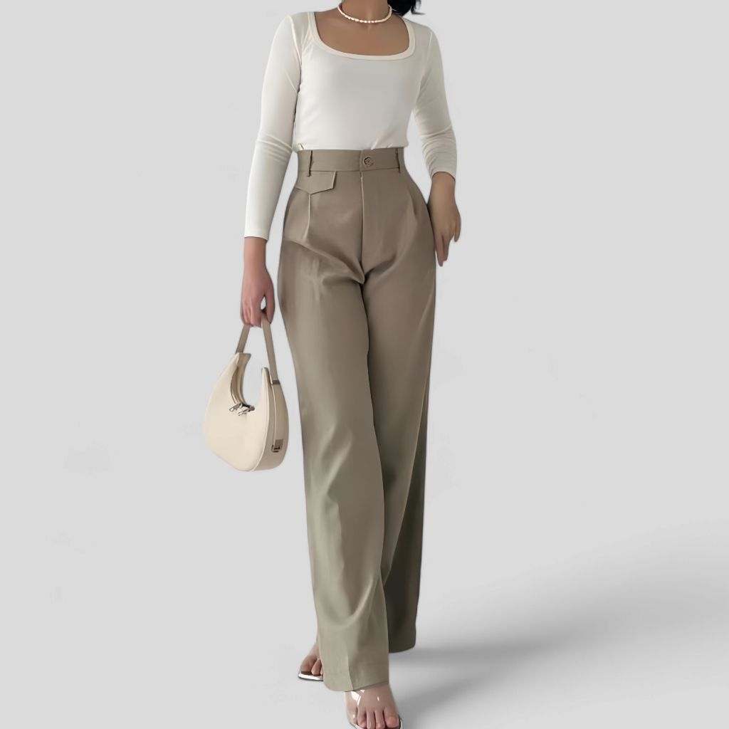 Oro Pant Highwaist Loose Yeona - Celana Panjang Wanita Kulot Trouser Korean Style