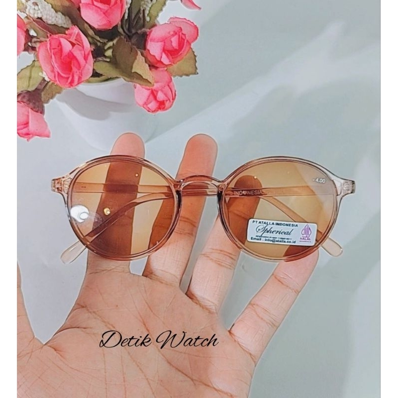 Kacamata Minus Lensa Warna Coklat -0.50 sd -4.00 Kacamata Cewek Cowok Lensa Warna Coklat SPH3014BR E