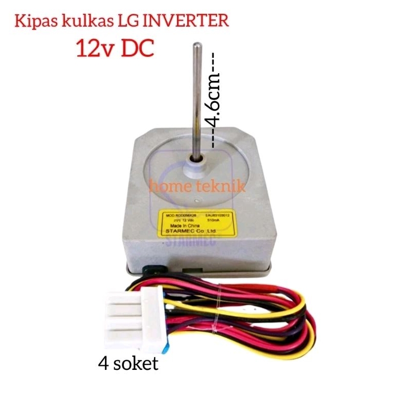 Kipas kulkas LG inverter 12v DC soket kabel 4 Baru