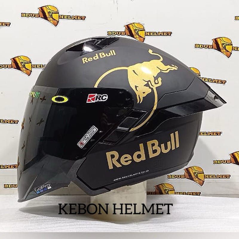 HELM RSV SV300 BLACK DOFF RED BULL PAKET GANTENG