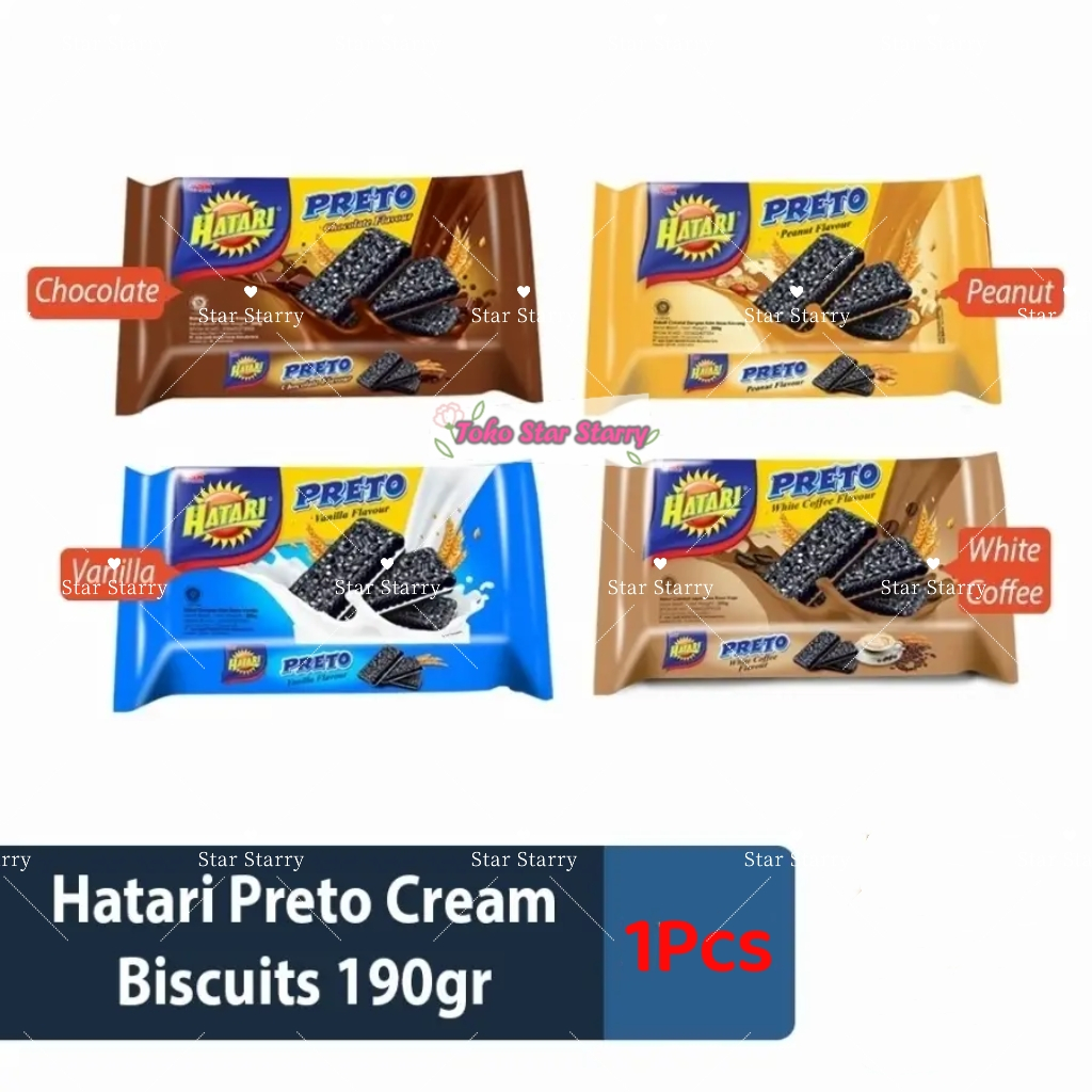 

[Per Bungkus] Hatari Preto Vanilla Cream 190 gr (1 Pcs ) / Hatari Bon Bon Biskuit Snack Viral Halal MUI Biscuits