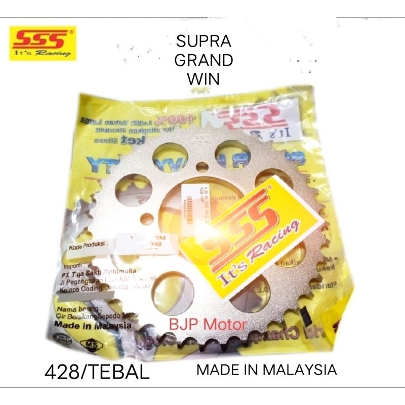 Gir sprocket belakang SSS 428 / Tebal Honda GRAND WIN SUPRA FIT 100 ukuran 33 sampai 42 SILVER