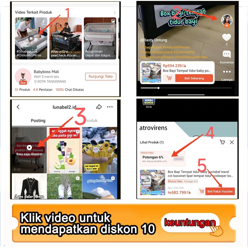 ND Tempat Tidur Bayi Box Bayi Tempat Tidur Bayi Lipat Multifungsi Kasur Bayi Set Kelambu Ranjang