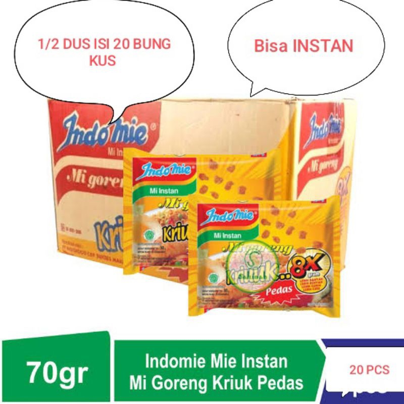 

INDOMIE/INDOFOOD MIE GORENG KRIUUK 8× 1/2 DUS / 20 PCS