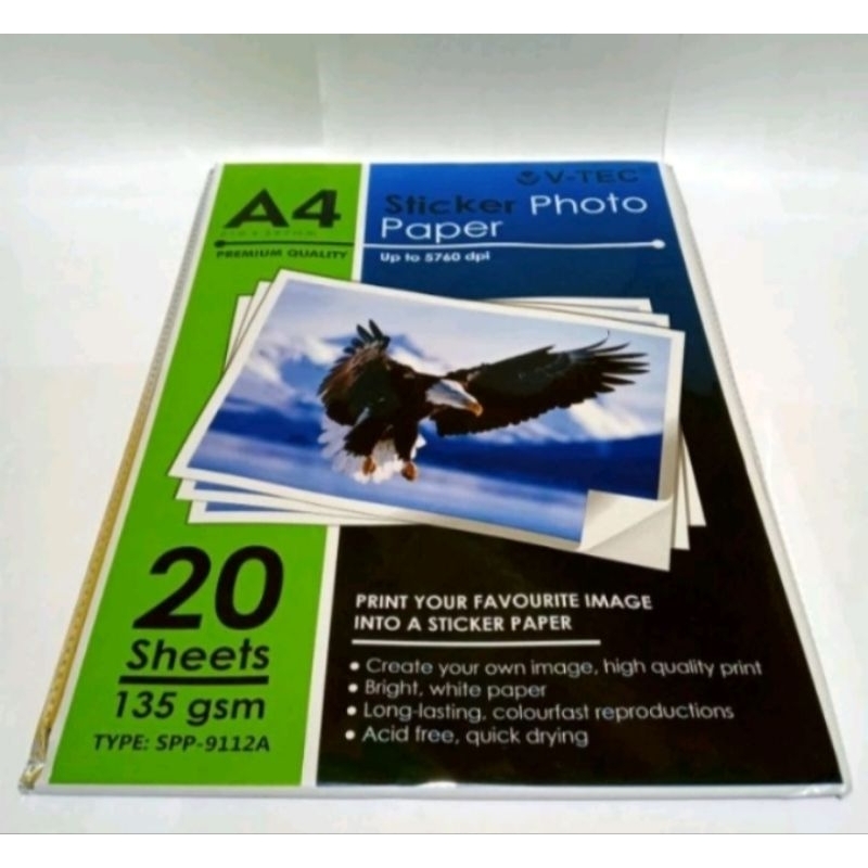 

kertas stiker / stiker glosy / stiker glosy a4 / stiker glosy a4 v-tec / kertas stiker glosy a4 v-tec