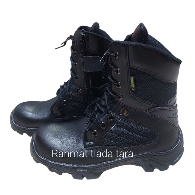 SEPATU BOOTS DELTA TINGGI KULIT ASLI,SAFETY UJUNG BESI/SEPATU DINAS LAPANGAN/SEPATU PDL/SEPATU PDL S