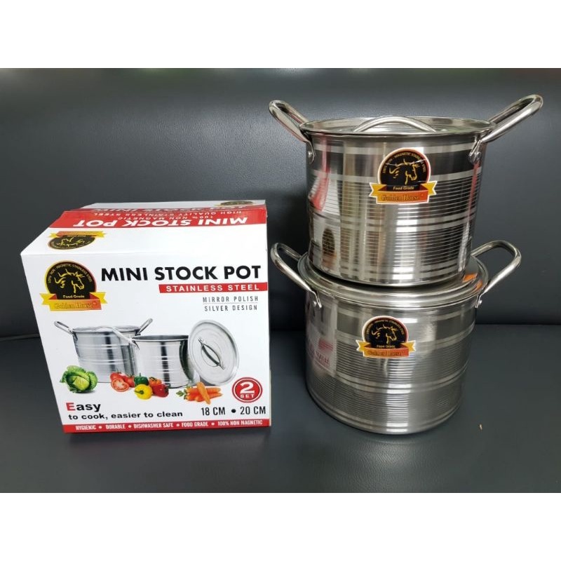 Stock Pot Rosh 2 Set Stainless Steel • Panci Rosh 2pcs / Stock Pot viena 2 Set Stainless Steel /  St