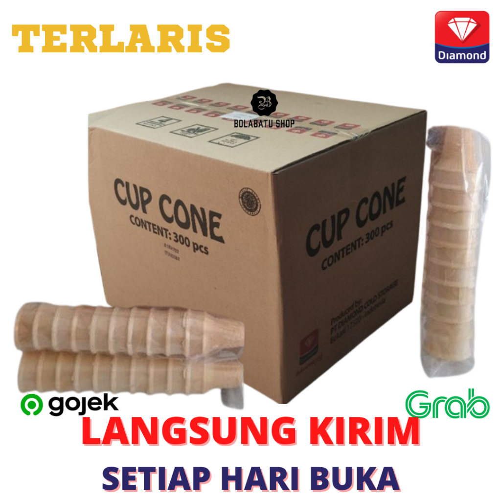 

Cone Es Krim DIamond Kue Es Krim 1 Carton Isi 30 pack 300 pcs Cone