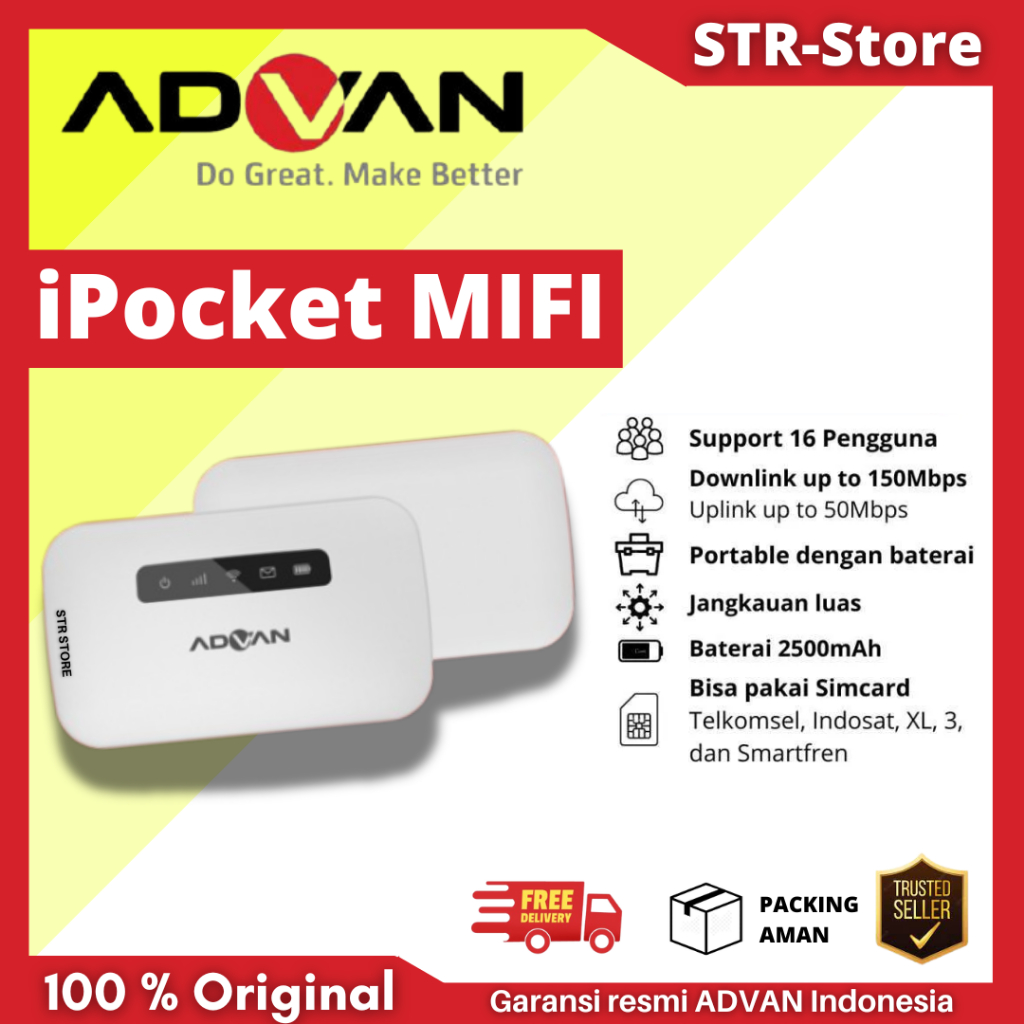 ADVAN IPOCKET MIFI MF01 ALL OPERATOR 2500 MAH GARANSI RESMI ADVAN - ADVAN IPOCKET MF01