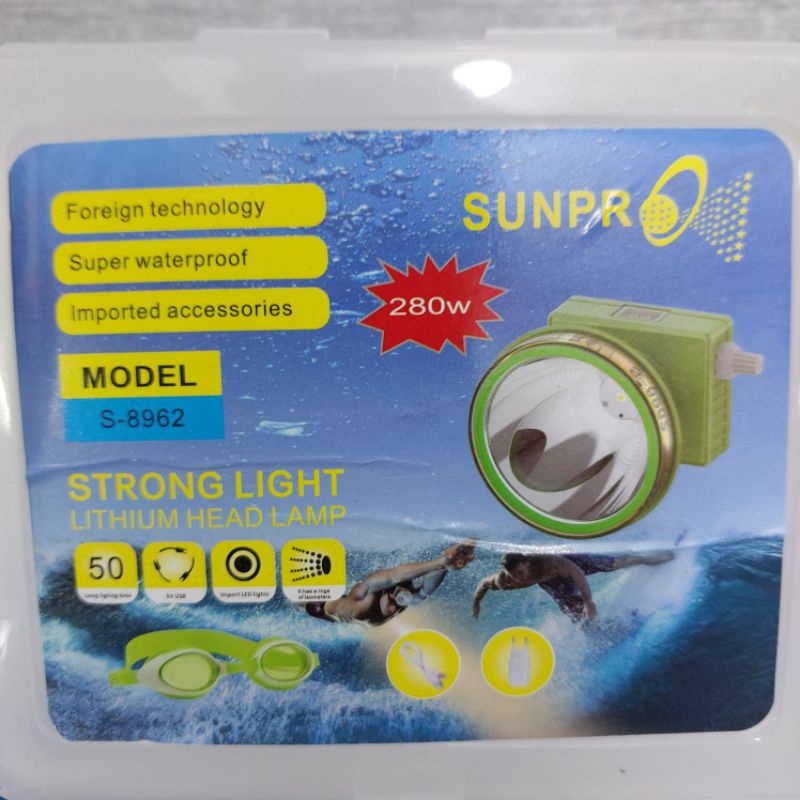 Senter kepala selam sunpro S-8962 280wattSenter kepala waterproff senter kepala putar
