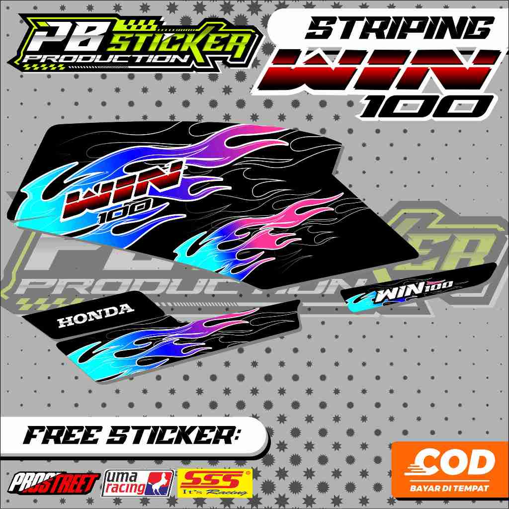 STRIPING VARIASI HONDA WIN 100  / STICKER LIST VARIASI HONDA WIN 100 FLAME