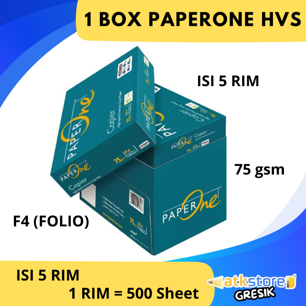 

Kertas HVS F4 FOLIO 75 GSM PAPERONE / Kertas Print Fotocopy Original 1 Box / HVS Murah Tebal 5 RIM