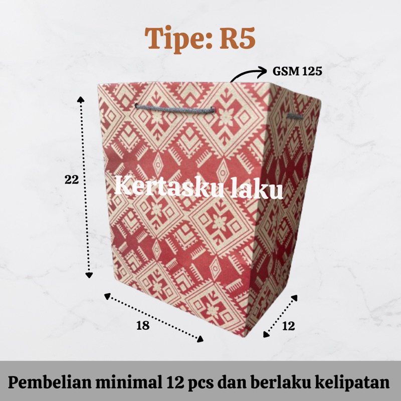 

Paper bag R5 Batik, tas kertas souvenir, tas kertas murah, P18 L12 T22