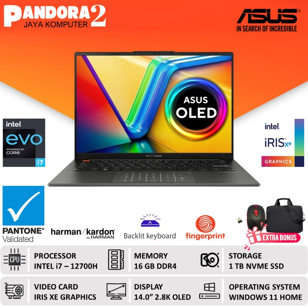 ASUS Vivobook S14 OLED K3402za i7 EVO 12700H 16GB 1TB SSD Win11 Baru