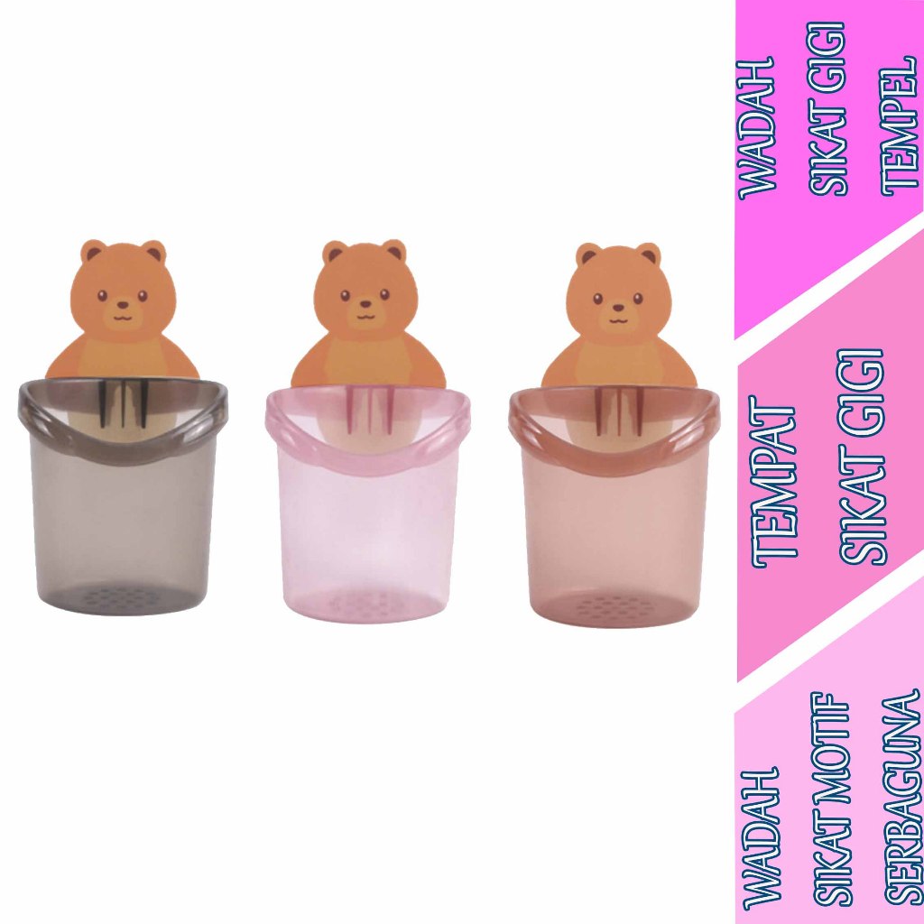 Wadah Sikat Motif Serbaguna - Tempat Sikat Gigi - Wadah Sikat Gigi Tempel - 3pcs