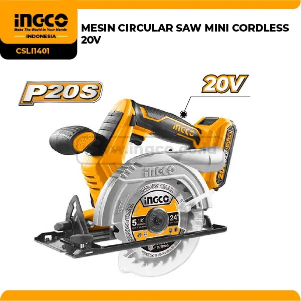 MESIN CIRCULAR SAW MINI CORDLESS 20V  CSLI1402 -  INGCO