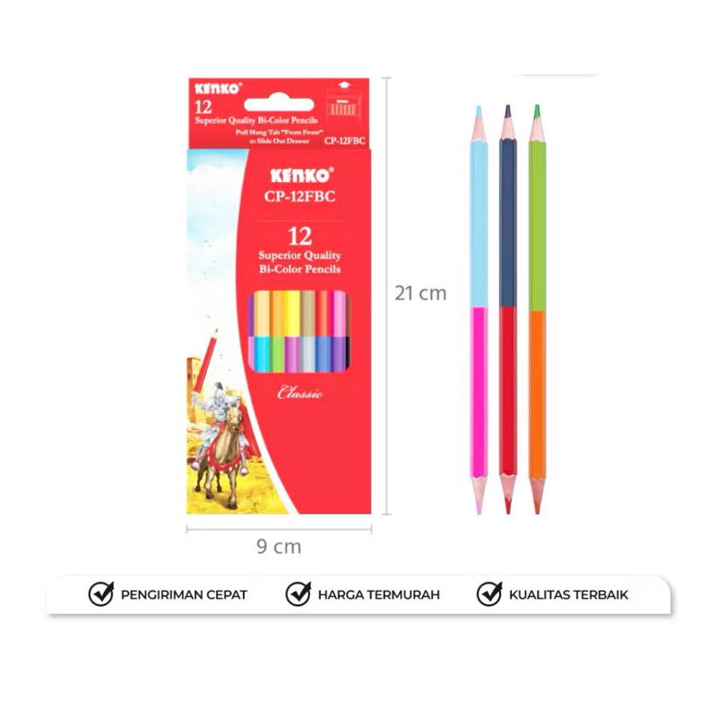 

KENKO PENSIL WARNA 12 PANJANG 2 Mata / COLOR PENCIL CP-12FBC CLASSIC