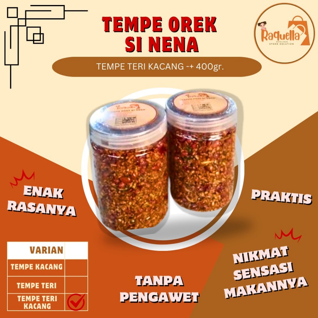 

Tempe Orek Si Nena/Tempe Kacang/ Tempe Teri Kacang/Tempe Teri 400gr-Raquellastore