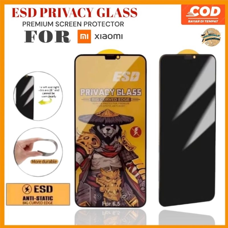 Tempered Glass ESD Anti Spy Premium Redmi Note 9 Pro 10 Pro 11 Pro 11 Pro+ 12  12 Pro 4g 12 Pro+ hot