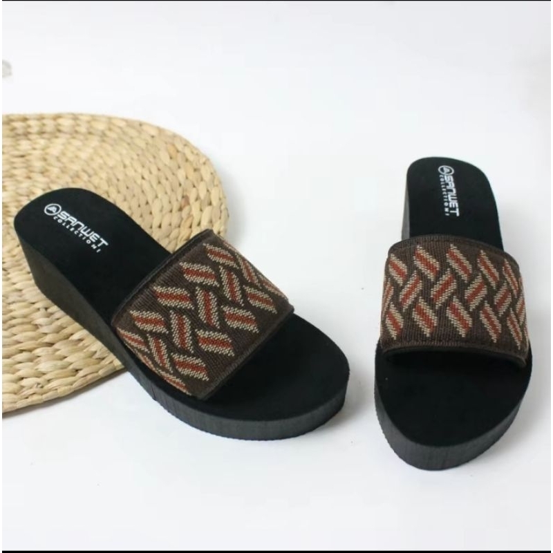 syabirshop sandal wanita sandal perempuan sandal wedges wanita kekinian motiv rajut turki backpack k