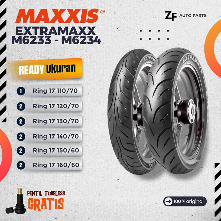 BAN MOTOR MOGE MAXXIS EXTRAMAX RING 17 DEPAN BELAKANG TUBLES CB150R CBR MOGE MEGAPRO