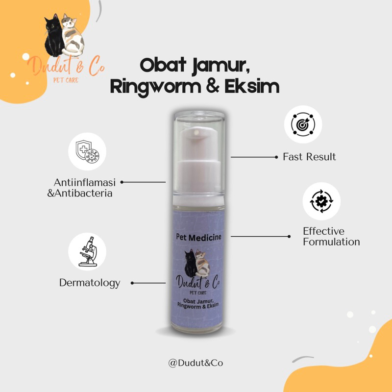 Dudut Petcare Salep Jamur Kucing Anjing Obat Jamur, Gatal, Koreng, Bintik" Hitam pada kulit, Ringwor