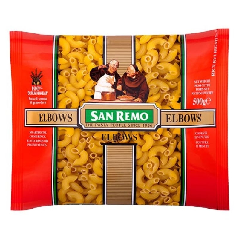 

San Remo Pasta Elbow,Macaroni,Fusillini,Fusilli,Rigatoni,Bowties 500gr