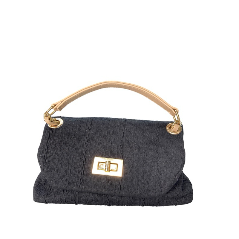STELLA BAG STORE- TAS SHOULDER/SLING BAG HITAM KULIT SINTETIS TEKTUR ANYAMAN KODE TIFFANY