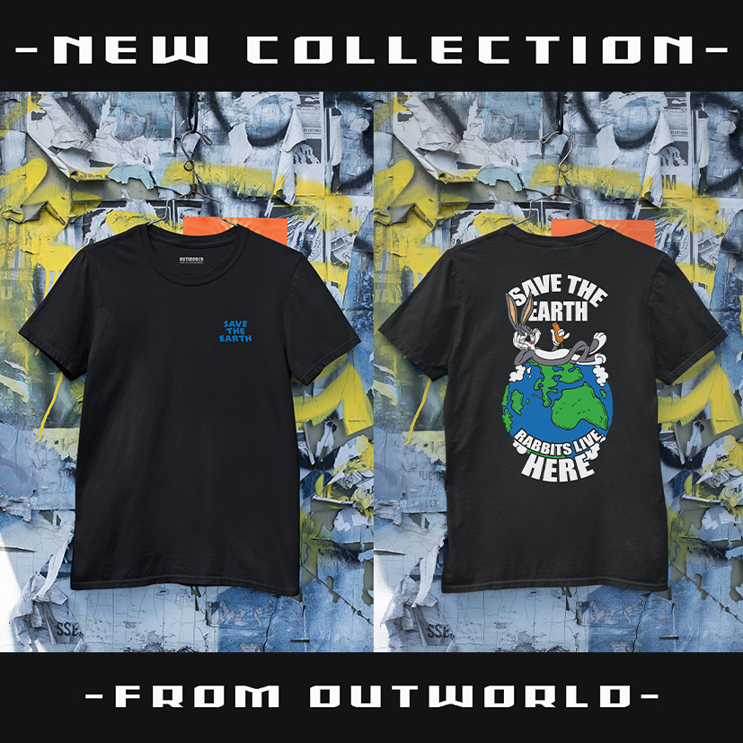 OutworLd - Save the earth bugs bunny T-shirt kaos pria kaos wanita lengan pendek dewasa