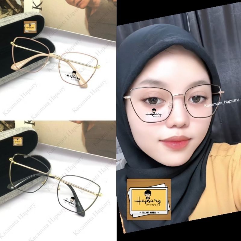 Frame Kacamata Minus Wanita J8502 Terbaru Paket Lensa Blueray Photocromic Bluecromic