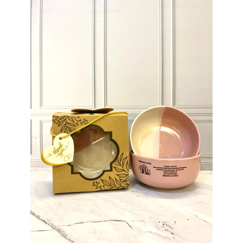 SOUVENIR MANGKOK TWOTONE CUSTOM KEMASAN BOX / TILE