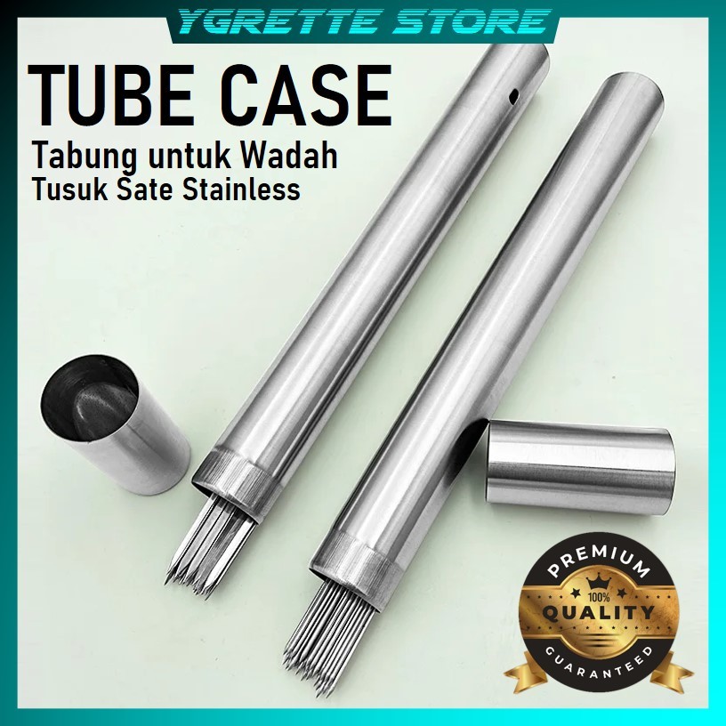 YGRETTE - TUBE CASE Tabung Penyimpanan Tusuk Sate BBQ Stainless Steel 35cm WADAH SIMPAN TUSUK SATE