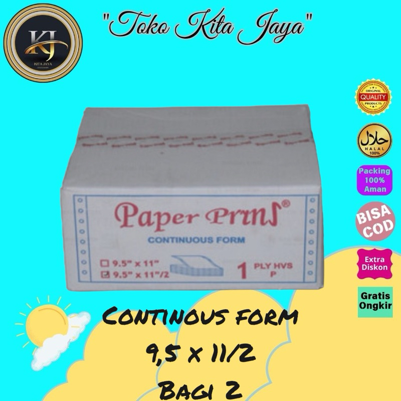 

Continous form paperprint 1ply 9,5 x 11/2 bagi 2