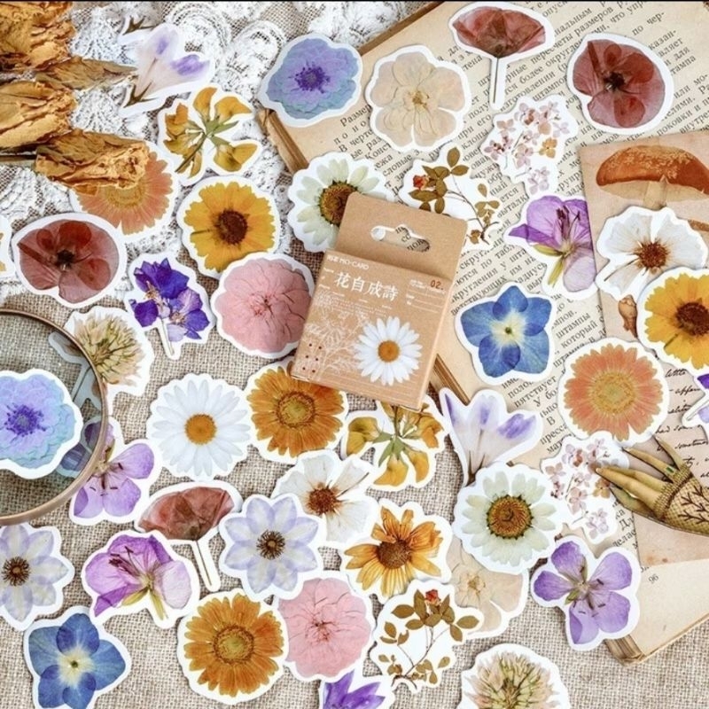 

Bunga Dekor 46pcs FLOWER Deco DIY Scrapbook Stiker Jurnal Diary Planner