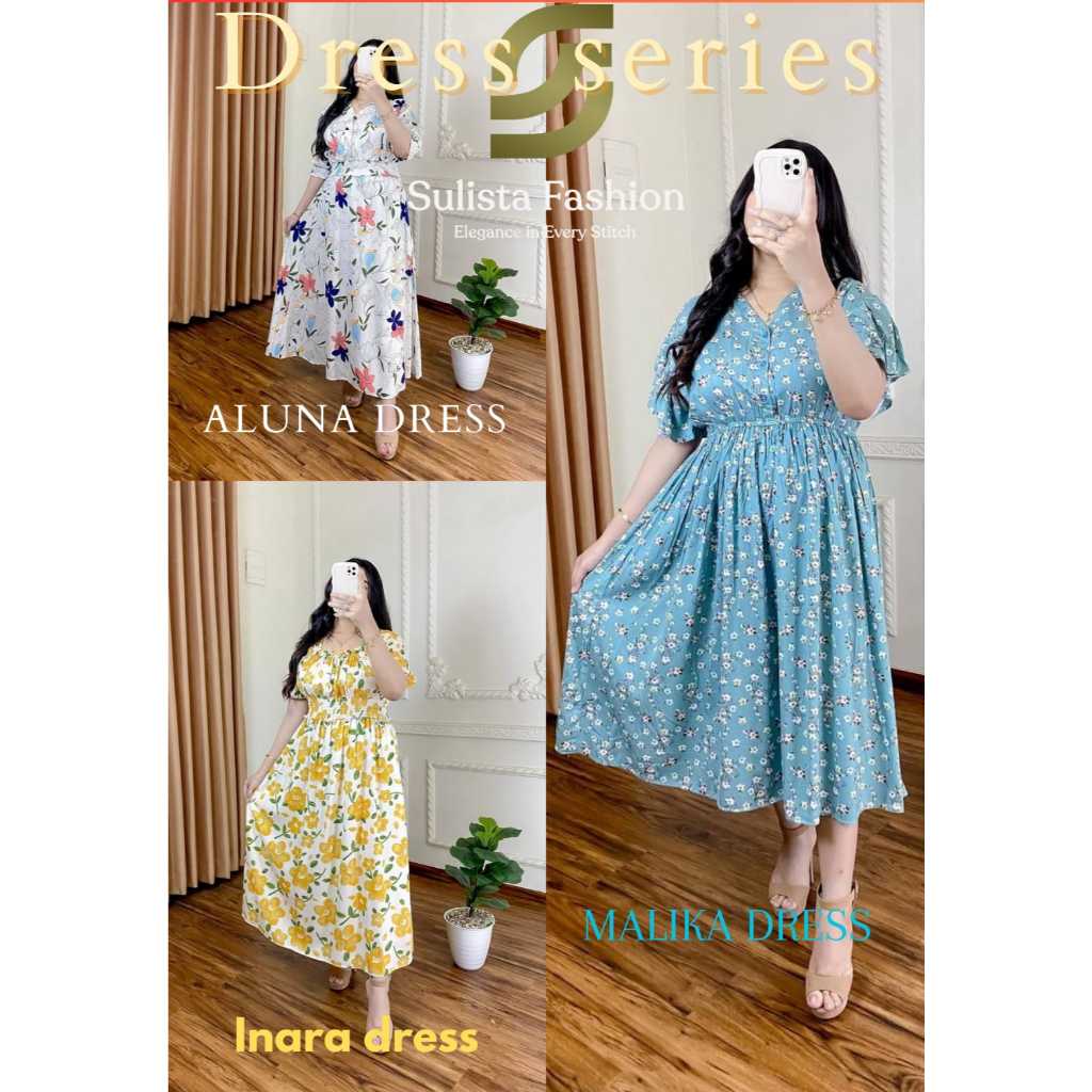 midi dress rayon/dress rayon motif bunga/homydress terbaru