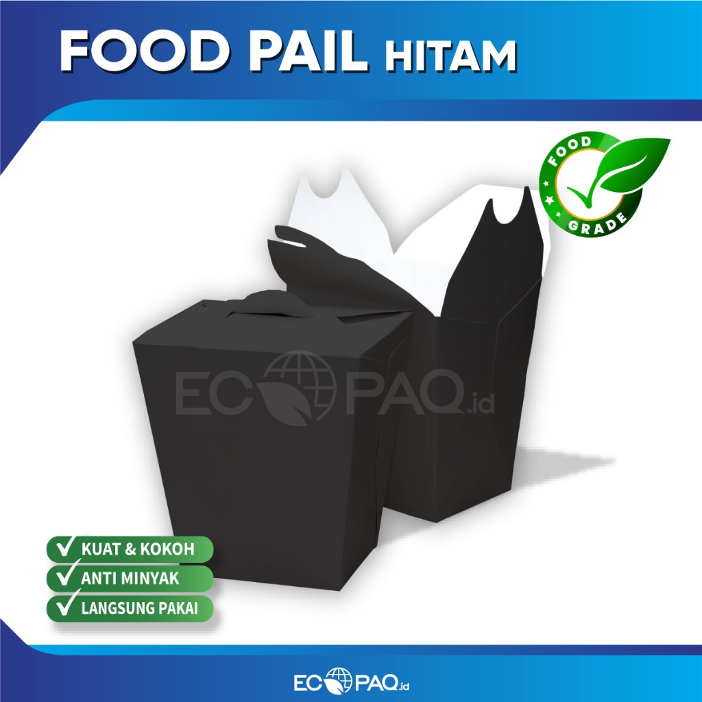Food Pail - Food Pack - Box Pail - HITAM