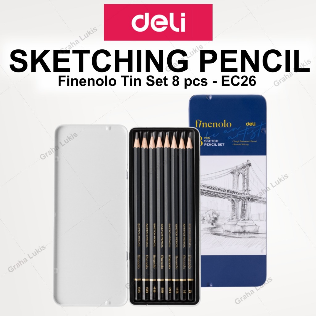 

Deli Sketch Pencil Set 8 Metal Tin / Pensil Sketsa C26