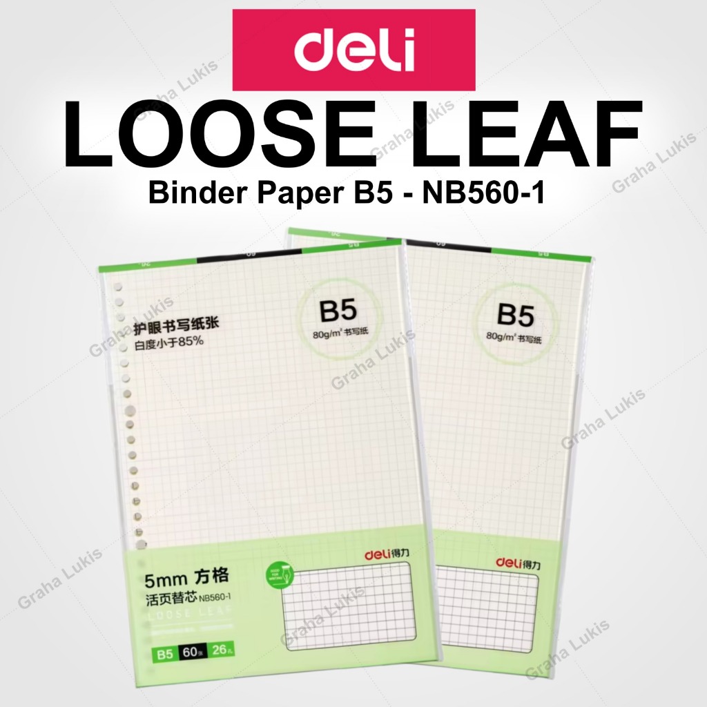 

Deli Loose leaf Grid / Isi Ulang Binder B5 / 60 Sheets / NA560-1