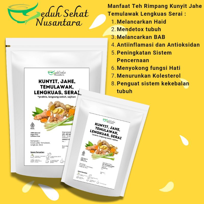 

Teh Herbal/Rimpang/Rempah Kunyit Jahe Temulawak Lengkuas Serai