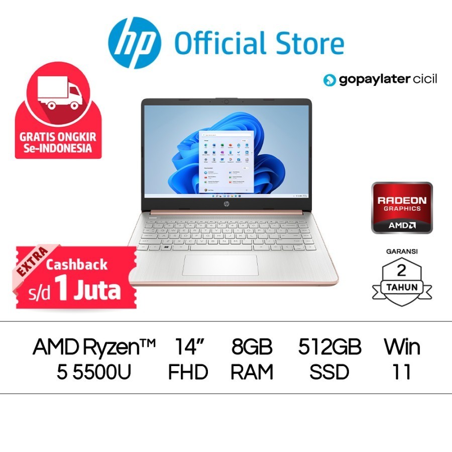 Laptop HP 14s-fq1135AU R5-5500U/8GB/512GBWin11/Office/14"FHD