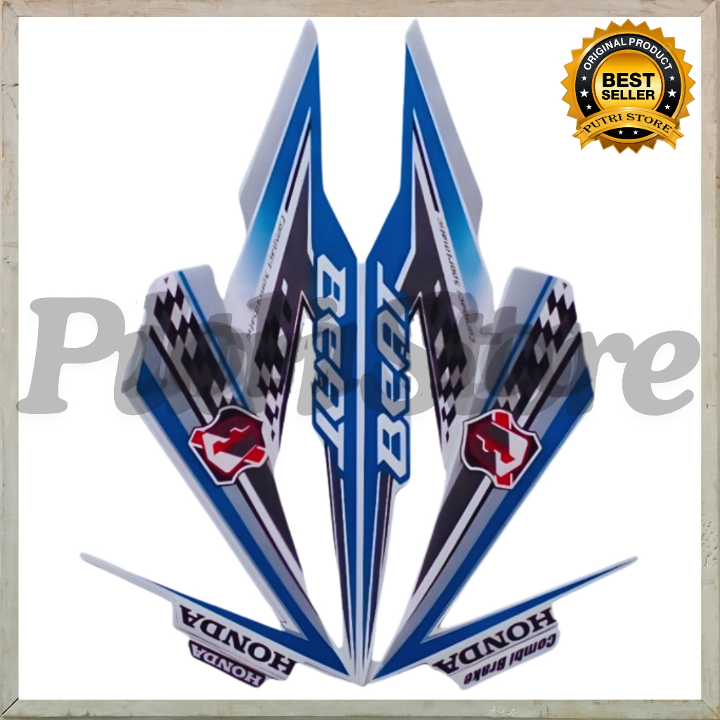 Sticker Striping Motor Honda Beat Fi 2018 Biru Putih list body motor beat Fi 2018