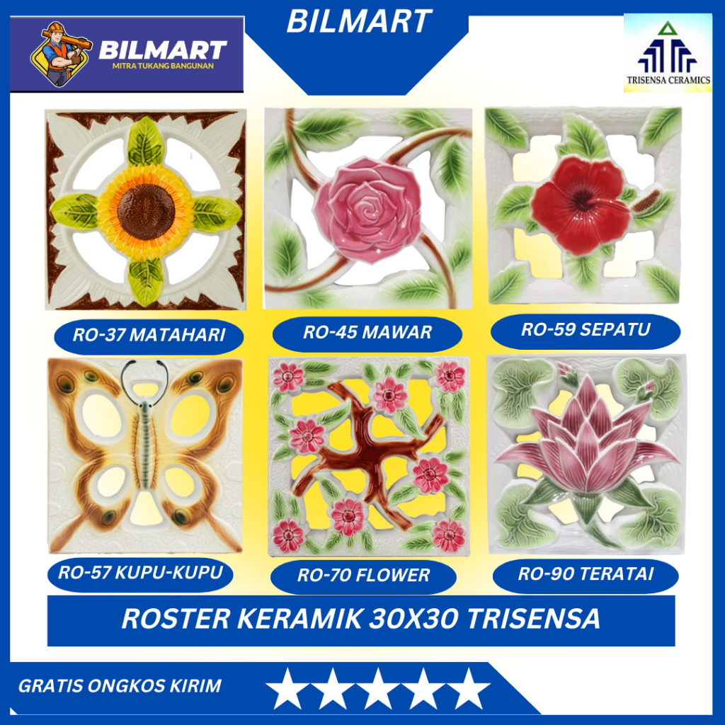 Roster / Lubang Angin Keramik Trisensa Ukir ukuran 30x30