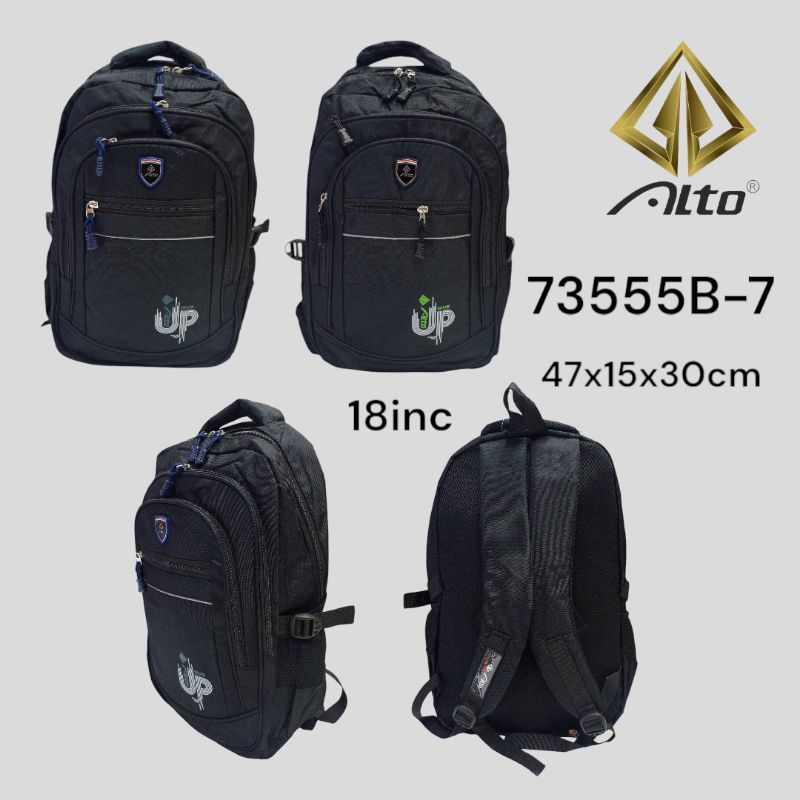 Tas Ransel Sekolah Warna Hitam Merk ALTO untuk SD, SMP dan SMA Cowok Cewek