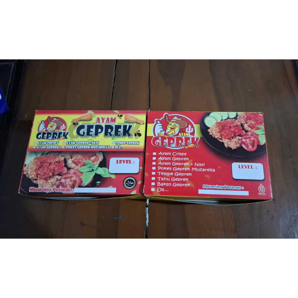 Dus ayam geprek,dus geprek custom,dus nasi,kardus,dus custom