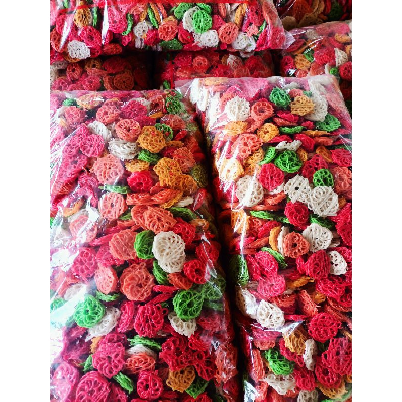 

Kerupuk mawar mentah warna warni 1kg