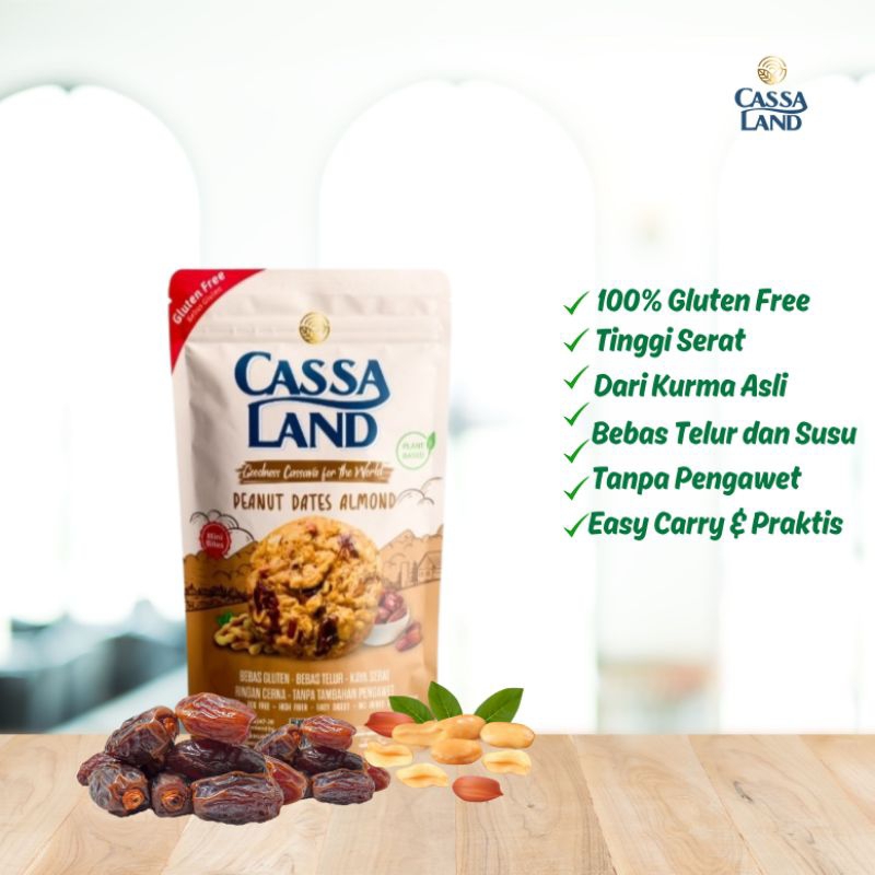 

Cassaland Peanut Dates Almond (65g) - Gluten free cookies - Bebas Telur - Asi Booster