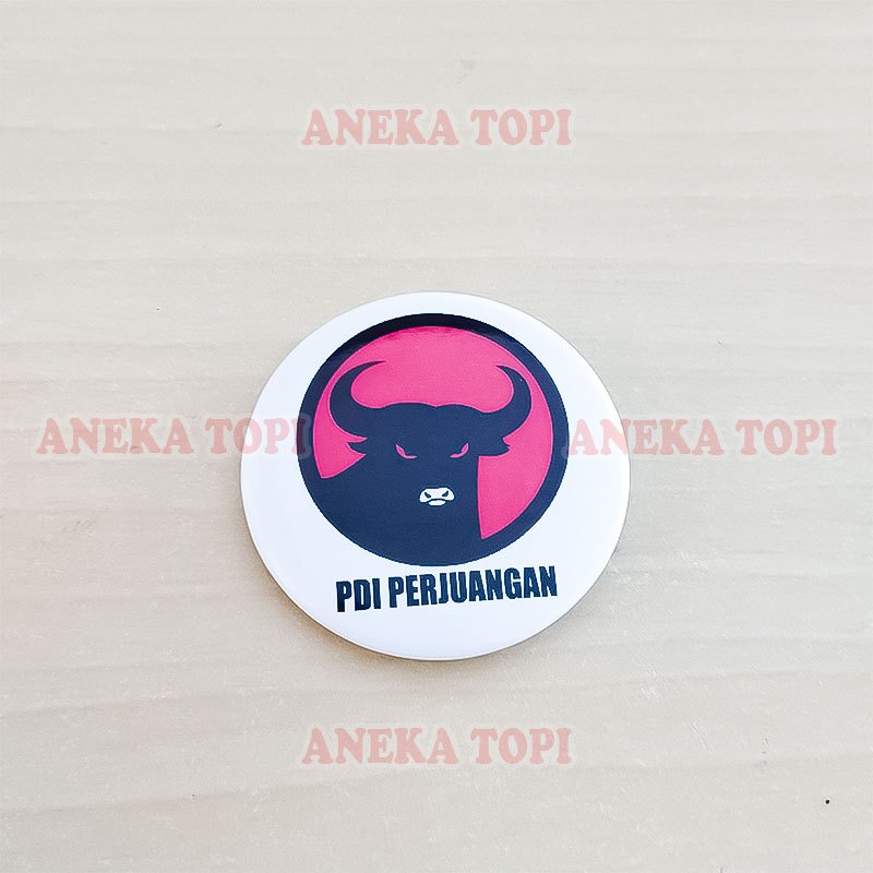 Pin Logo Partai PDI Perjuangan Pin Bros Partai PDIP Model Bulat Plastik - Aneka Topi