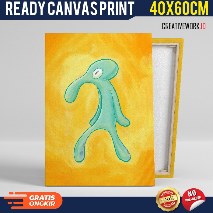 Hiasan Dinding Poster Canvas Tampan dan Berani Squidward